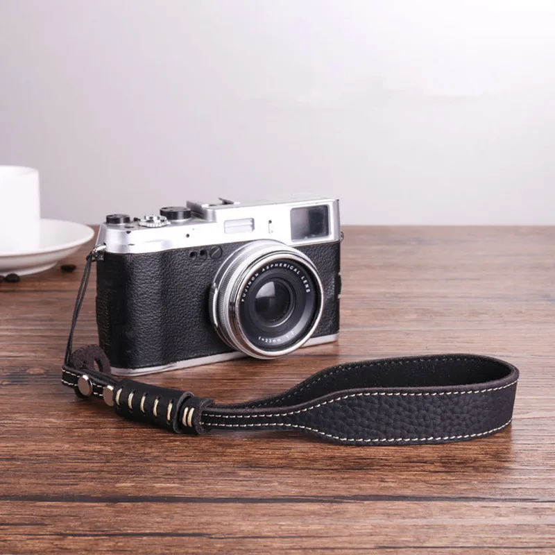 4 Colors Optional 28cm Length Genuine Leather Camera Wrist Strap Band Replacement For FUJI Leica Canon Nikon Sony