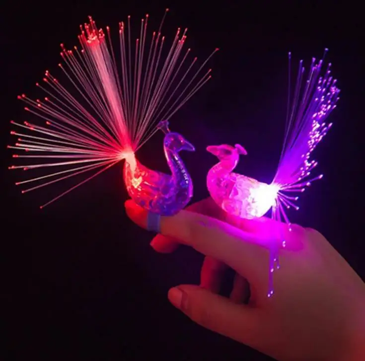 1000 Uds Luz Para Dedo Con Pavo Real Colorido Led De Luz-anillos Gadgets Para Fiesta Juguete Inteligente Para Nios Regalos