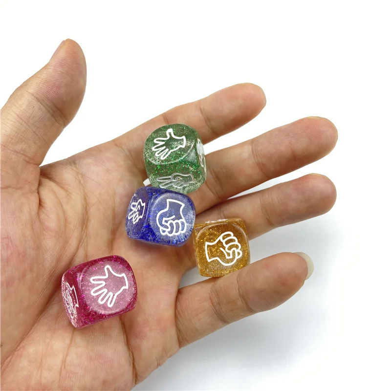 4Pcs Funny Dice Board Games Toy Creative Finger-guessing Game Dice Rock Paper Scissors Game Scissors Stone Family Party Supplies