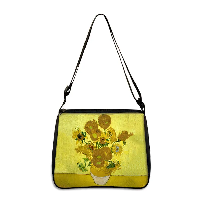 Van Gogh Starry Sky Handbag Ladies Art Oil Painting Sunflower Fashion Shoulder Bag Underarm Bag Girl Shopping Travel Tote Bag