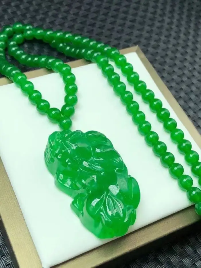 Excellent Myanmar Jade Pendant Sold Pi Xiu Beast Amulet Lucky Talisman Mala Bead Hanging Necklace