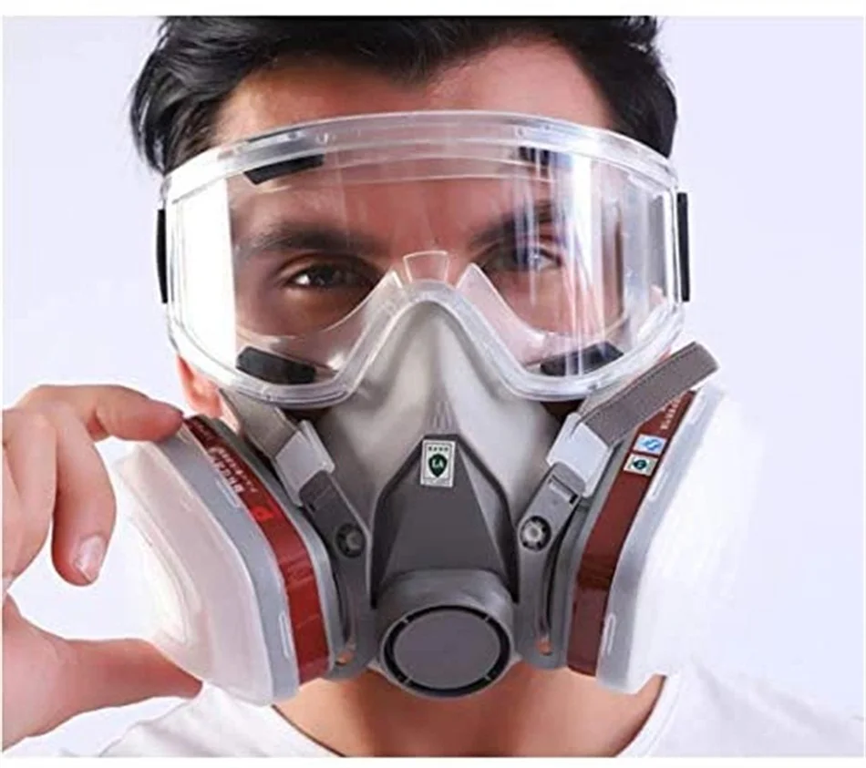 Máscara de Gas a prueba de polvo y niebla, respirador Industrial de media cara para pulverización, gafas protectoras, filtros de trabajo de