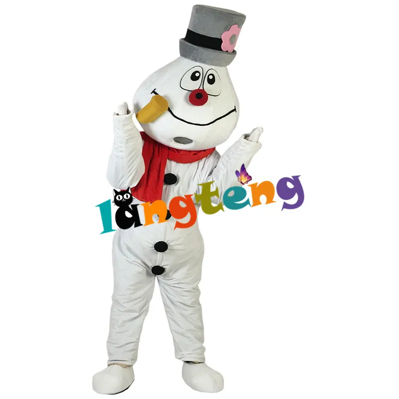 887 Snowman Smoking a Pipe Mascot Costume Fancy Dress Cosplay Cartoon For Party