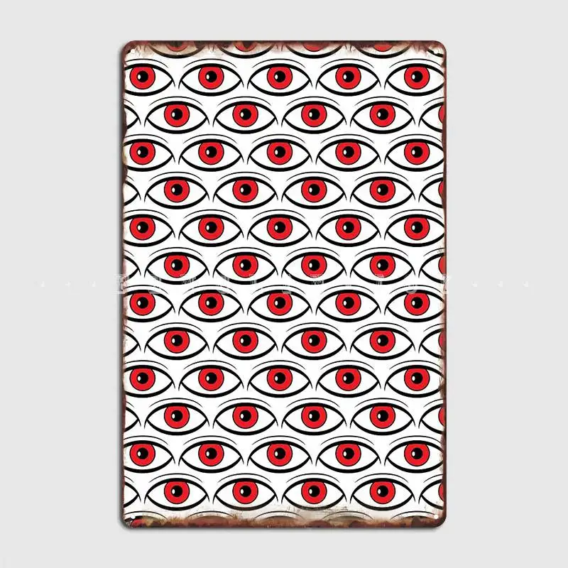 Red Eyes Composition Pattern Poster Metal Plaque Wall Cave Party Retro Plates Tin Sign Posters