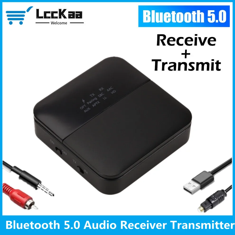 LccKaa Bluetooth 5.0 Audio Receiver Transmitter AptX HD LL Low Latency Wireless Adapter RCA SPDIF 3.5mm Aux Jack for TV PC Car