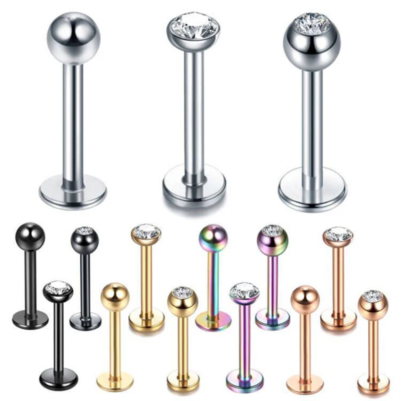 1PC 316L Stainless Steel Labret Piercings 16G Lip Ring Internal & External Cartilage Earrings Tragus Helix Ear Studs Jewelry