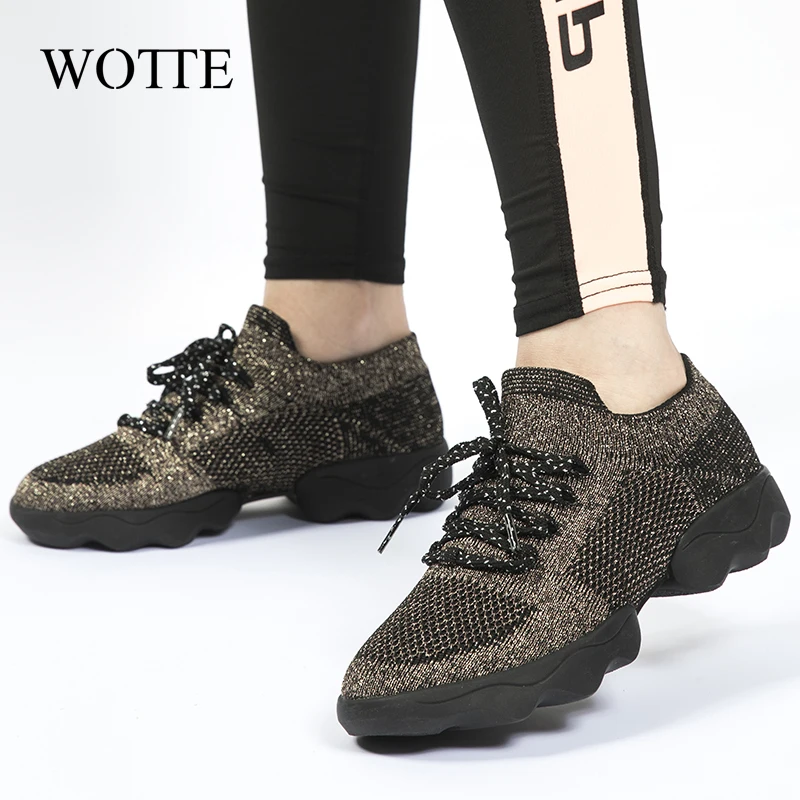 Breathable Women Casual Shoes Korean Platform Ladies Comfort Sneakers High Increasing Jazz Dancing Shoes Girls Outdoor Shoes