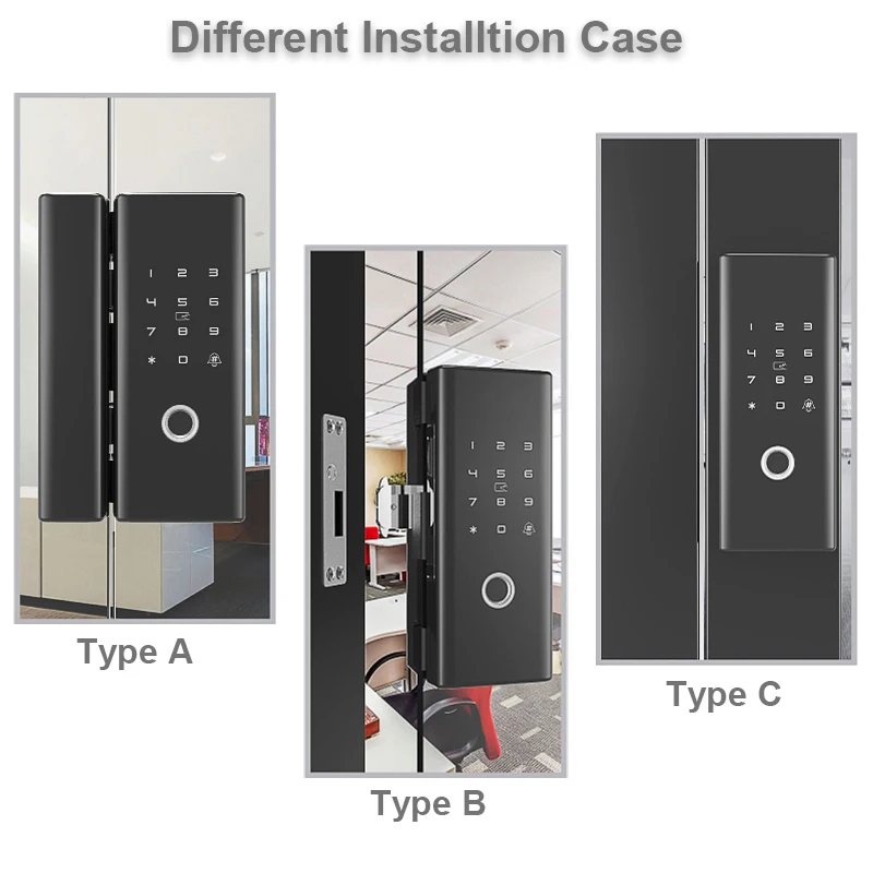 RAYKUBE Fingerprint Glass Door Lock Bluetooth Wifi Support Phone APP 4 Unlock Method For Office Glass And Wooden Door