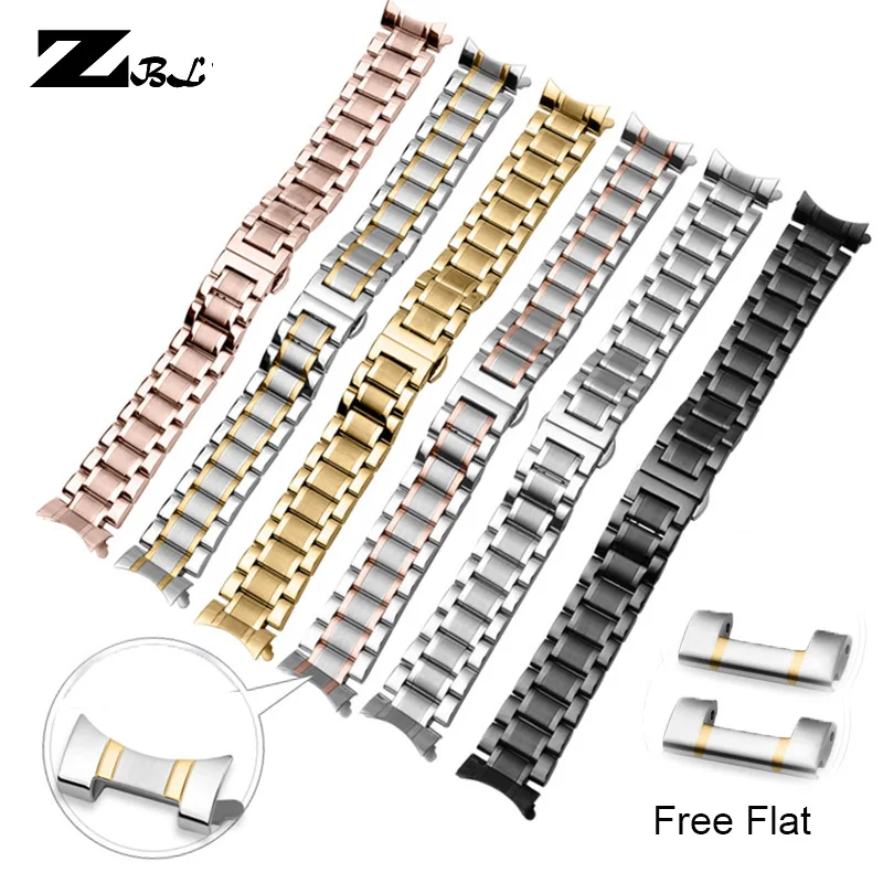 Stainless Steel Watchband Curved end Metal Wristwatches Band 14mm 15mm 16mm 17mm 18mm 19mm 20mm 21mm 22mm 23mm 24mm watch strap