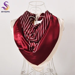 BYSIFA-bufanda musulmana para la cabeza para mujer, accesorios de moda, bufandas cuadradas de satén rojo, capa de seda de invierno