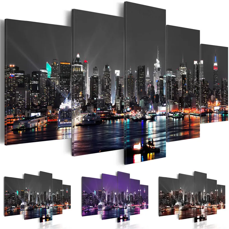 

No Framed Canvas 5 Pieces New York City Construction Wall Art Posters Pictures Home Decor Paintings for Living Room Decorations