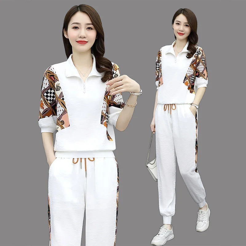 Women's Tracksuit Fashion Pencil Pant Suits 2021 New Summer Leisure Clothing Foreign Style Crop Top Two Piece Set Women Leggings