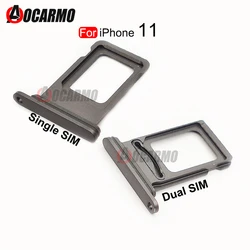 Aocarmo Dual Sim Card For iPhone 11 Single SIM Card Tray Slot Holder Adapter Socket Replacement Parts Black Purple Green Silver