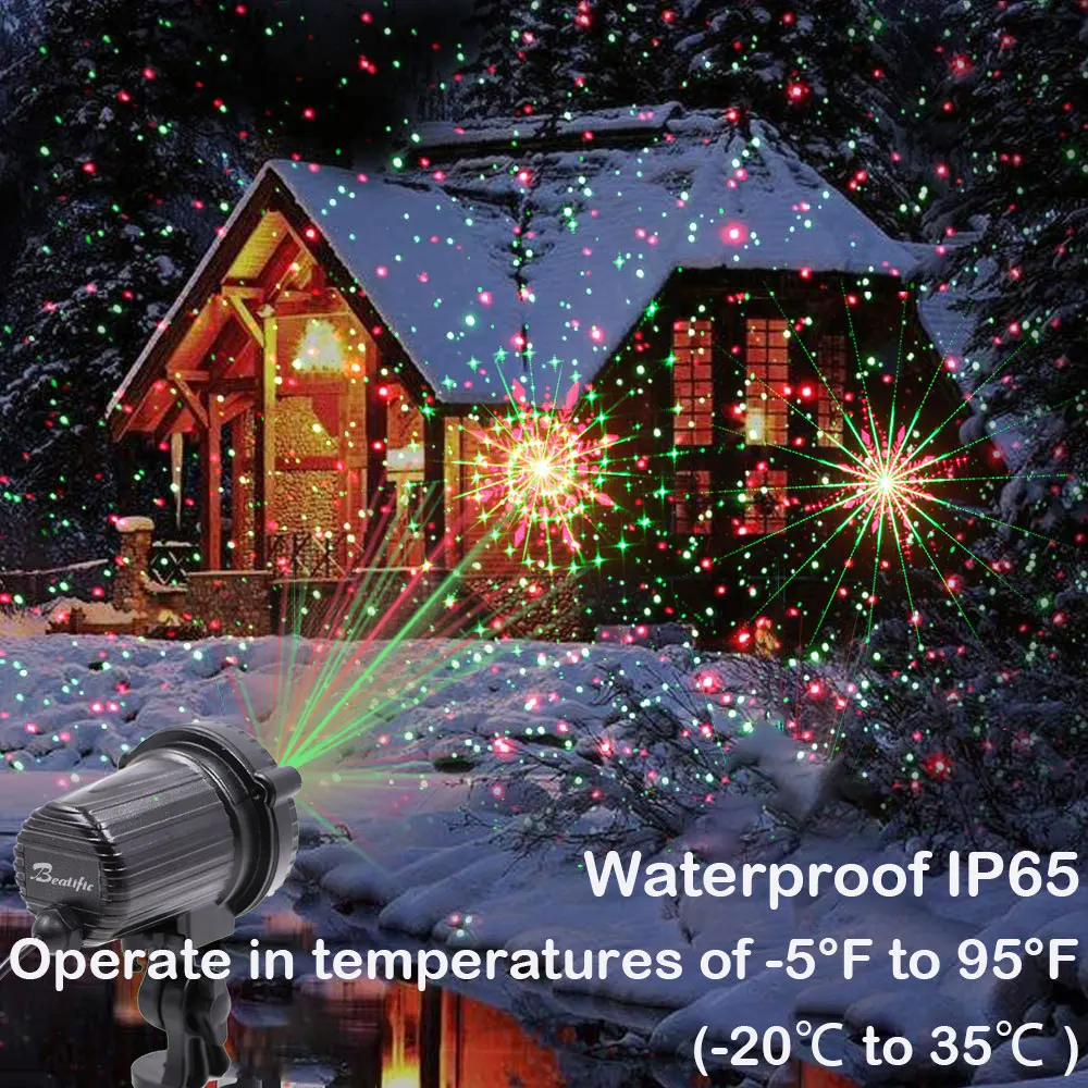 Outdoor Christmas Projector New Year Laser Light Garden Lawn Decoration House Xmas Window Holiday's Street Fairy Lighting