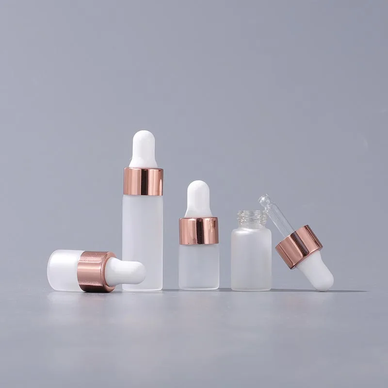 

1ml 2ml 3ml 5ml Dropper Mini Glass Bottle Frosted Essential Oil Display Vial , Small Serum Perfume Sample Containers