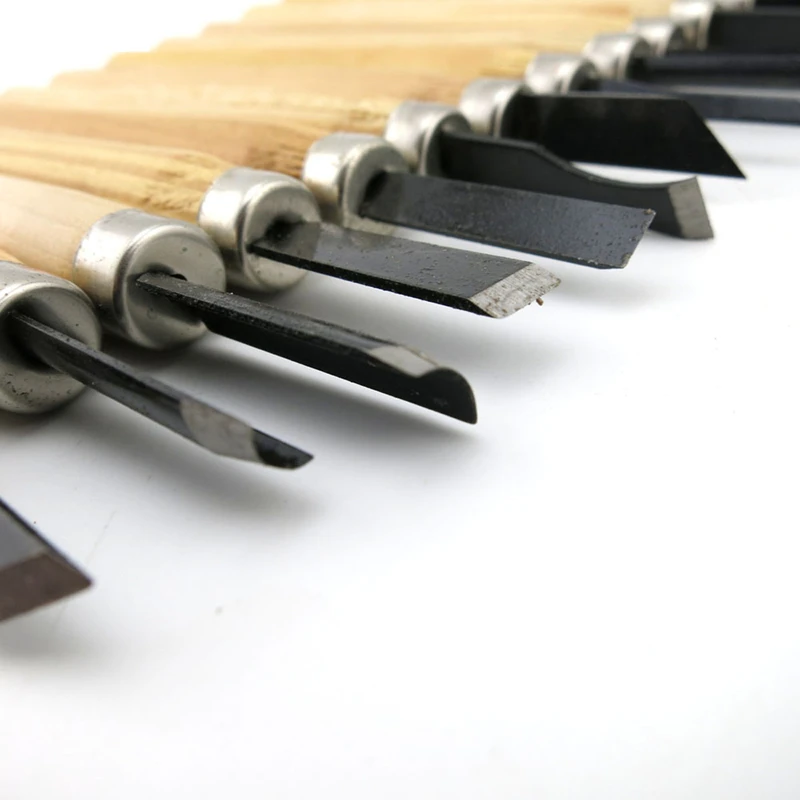 Coltello per scalpelli per intaglio del legno per studenti principianti 12pcs per utensili fai-da-te di base tagliati in legno e utensili manuali per sgorbie dettagliate per la lavorazione del legno