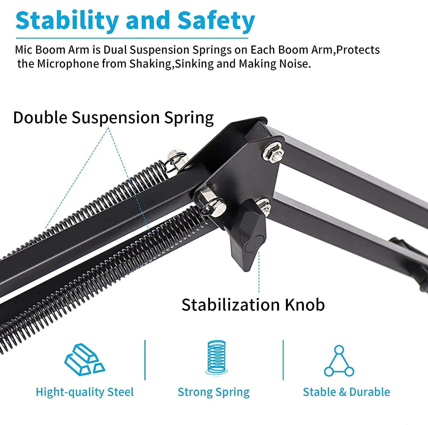 Desktop Mic Arm Stand Verstelbare tafelstandaards met 3/8'' microfoonclipstandaard voor webcamlicht, ringlicht, videolamp