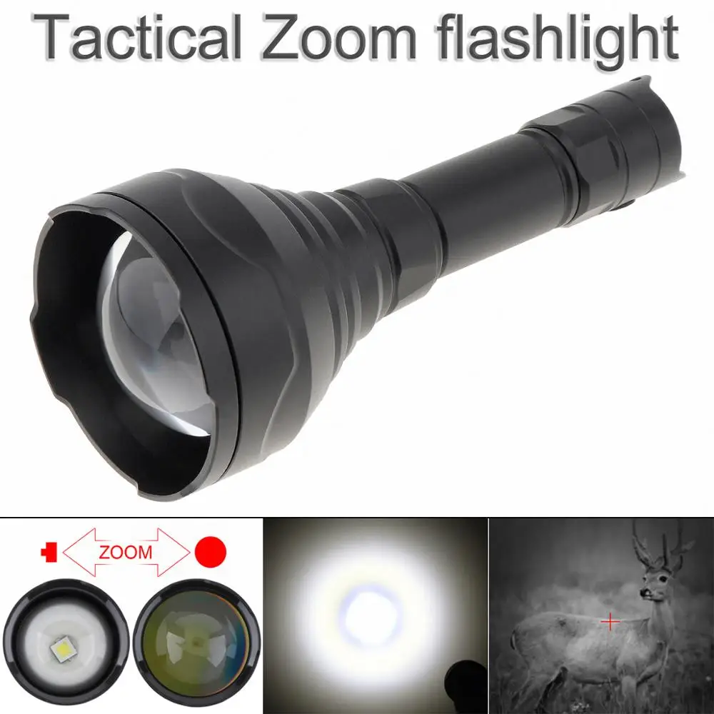 HT09/HT11/HT12 Lens XHP-V3 LED Zoomable Professional Hunting Tactical Flashlight with Strong Light Long-range White Spotlight