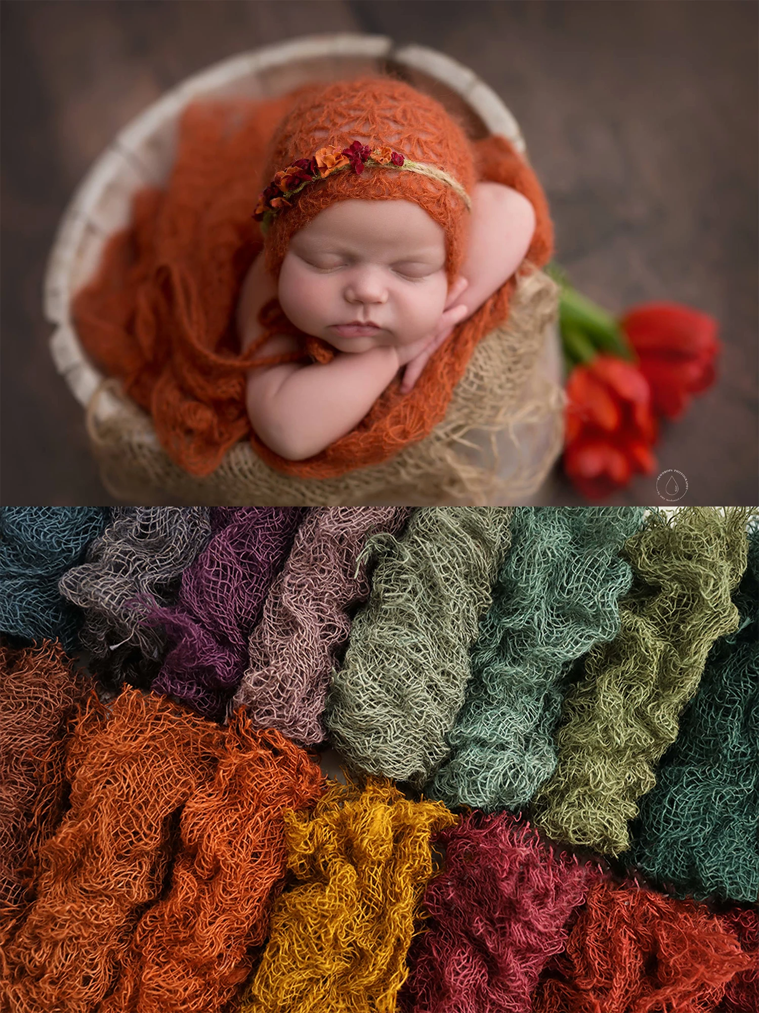 Noworodka fotografia rekwizyty kolor Tassel krotnie pościel mata koc tkania tkaniny lniane zdjęcie dziecka Prop akcesoria