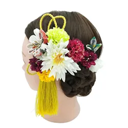 Pinces à cheveux florales japonaises pour cérémonie de mariage, coiffure exquise, pompon, kimono assressenti, accessoires pour cheveux