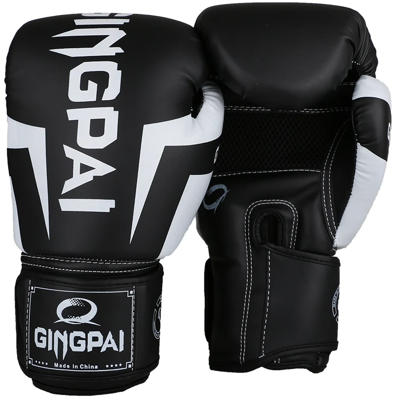 6 8 10 12 14 uncji Rękawice Kick Boxing skórzane PU Sanda z workiem z piaskiem czarne rękawice bokserskie męskie kobiety Guantes Muay Thai Boxe De