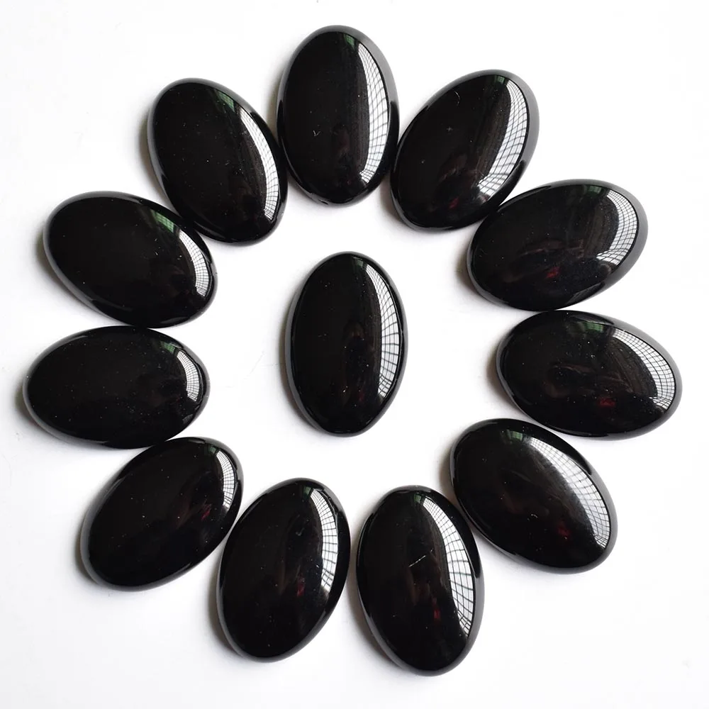 2020fashion hot sell good quality natural black onyx Oval CAB CABOCHON stones beads 20x30mm 12pcs/lot Wholesale Free shipping