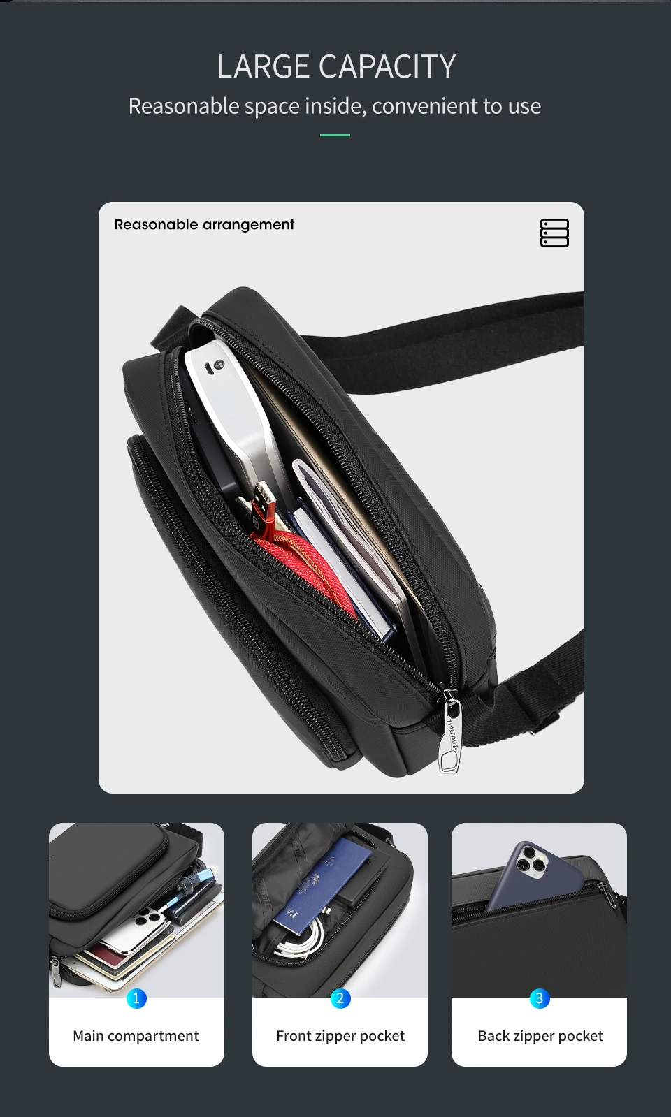 Tigernu Neue 0,2 KG Leichte Mode Männer Schulter Tasche Hohe Qualität Wasserdichte Männliche Mini Taschen Messenger Taschen Für Männer Für frauen – Detail 2