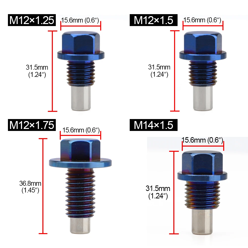 Reusable Permanent Magnetism 5000 Gs Titanium Alloy Magnetic Oil Drain Plug Oil Sump Nut M12x1.25 M12x1.5 M12x1.75 M14x1.5