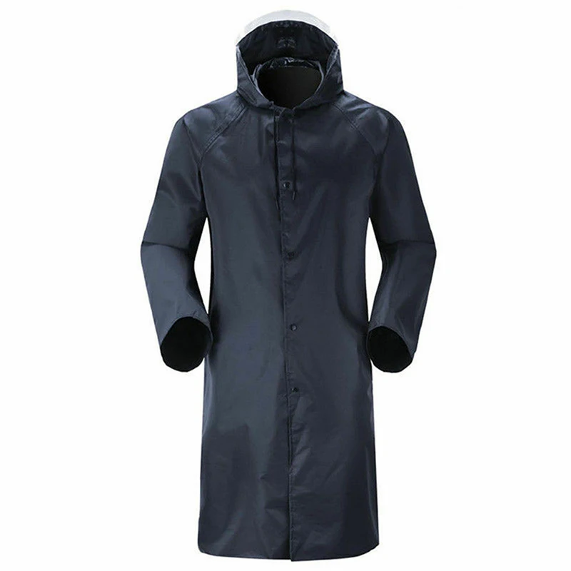 HighQuality Long Rain Coat Men Waterproof Windproof Reflective Strip Zipper Hooded Lightweight Long Raincoat Outdoor Rain Gear