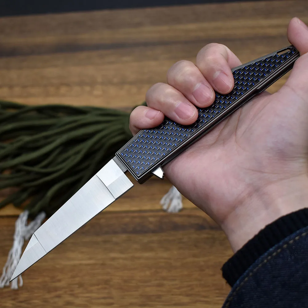 M390 faca dobrável de aço para acampamento, faca de sobrevivência para acampamento ao ar livre, de fibra de carbono, material de autodefesa, coleção de presentes
