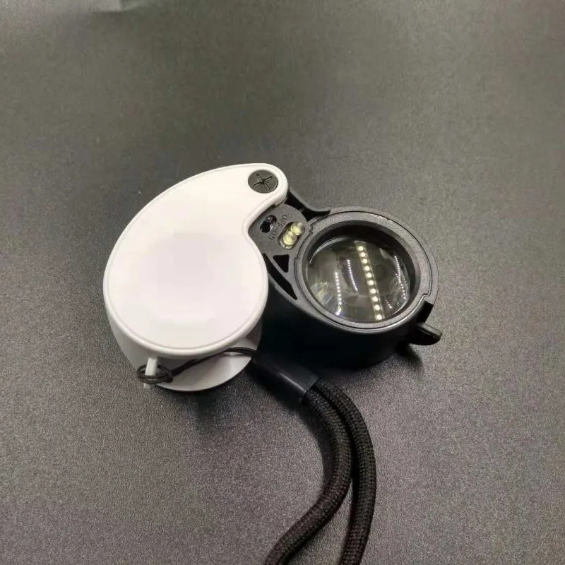 Portátil handheld 30x highdefinition highmagnification jóias jade selo identificação com luz led dobrável lupa
