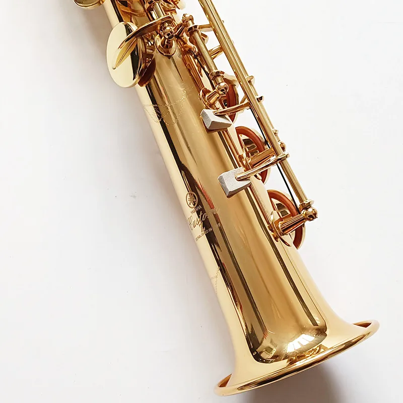 Made in Japan 82Z Brass Straight Soprano Bb Flat Sax Saxophone Woodwind Instrument Natural Shell Key Carve Pattern with Carryi