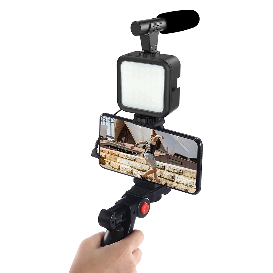 Smartphone Vlogging Kit sprzęt do nagrywania wideo ze statywem wypełnij migawkę na aparat telefon zestaw Youtube zestaw Vlogger