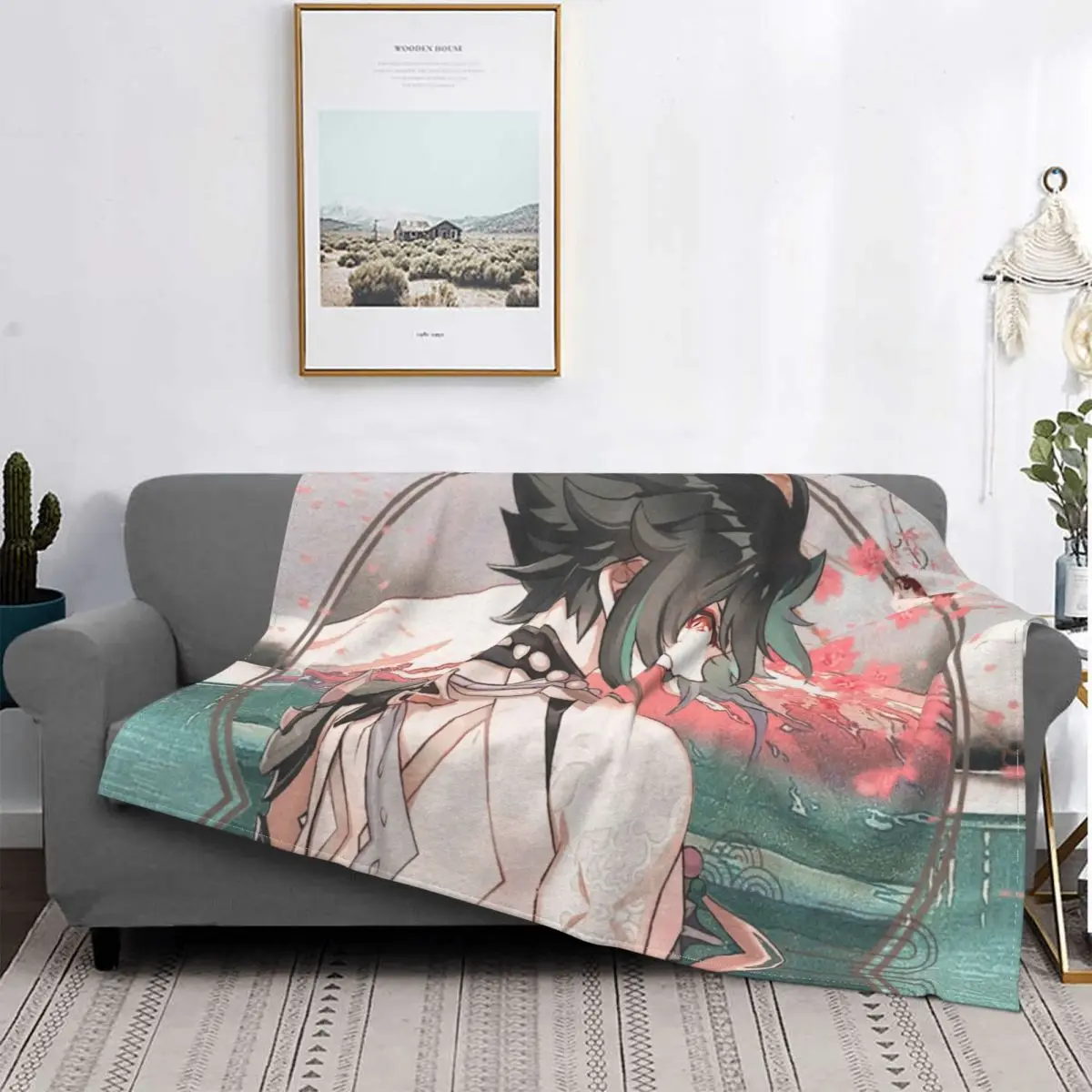 

Anime Xiao Blankets Genshin Impact Retro Flannel Throw Blankets Home Couch Personalised Ultra-Soft Warm Bedspreads