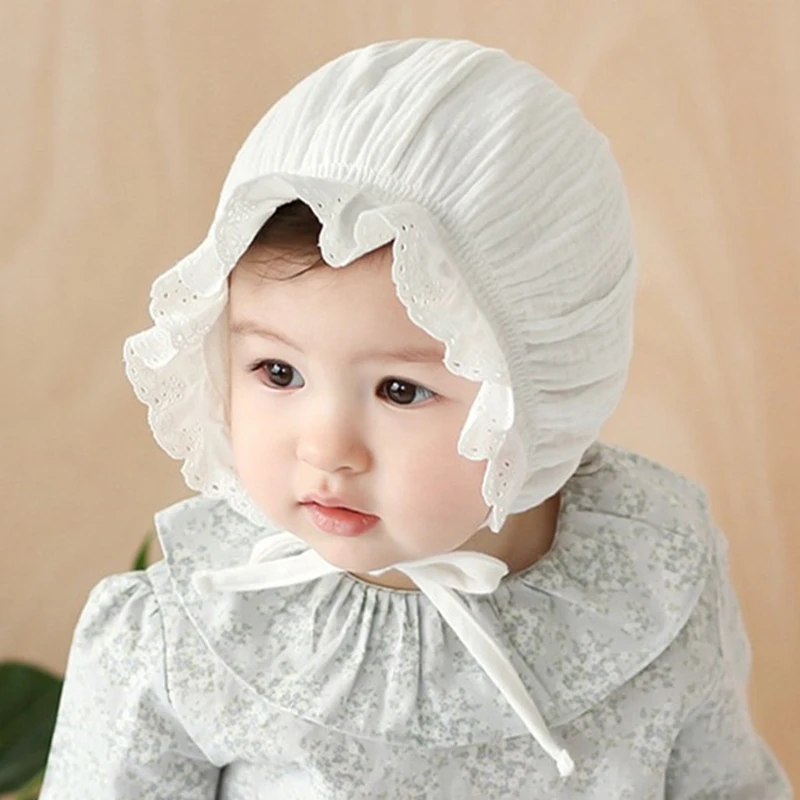 

Girls Palace Princess Cap Baby Cotton Hat Newborn Photo Props Infant Korea Style Hats Boy Hundred Days Fetal Caps Adjustable