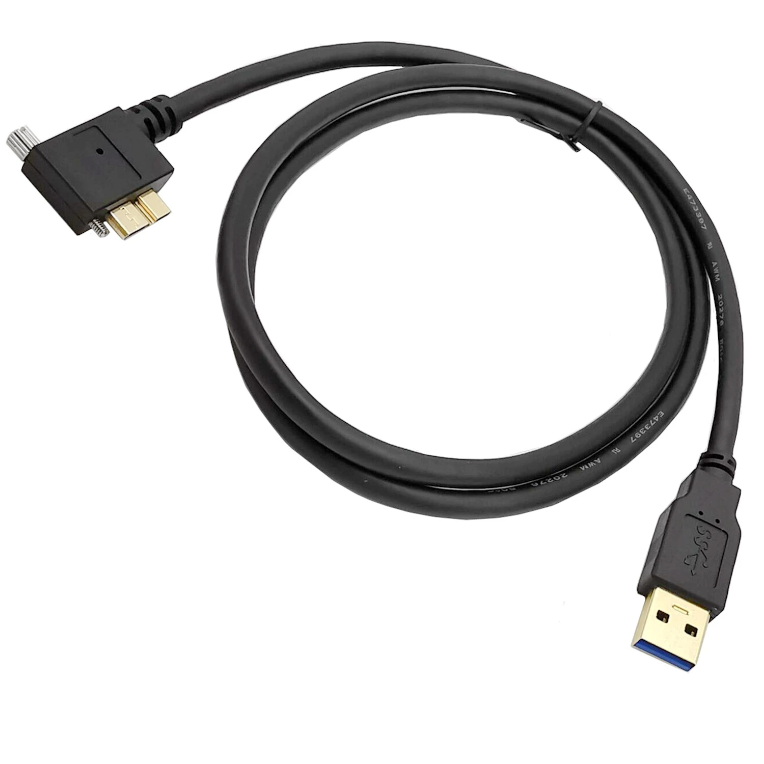 90 Degree Right Left Up Down Angled Micro B USB 3.0 Lock Screw Mount to USB3.0 A Type Male Data cable for Nikon D800 D800E D810