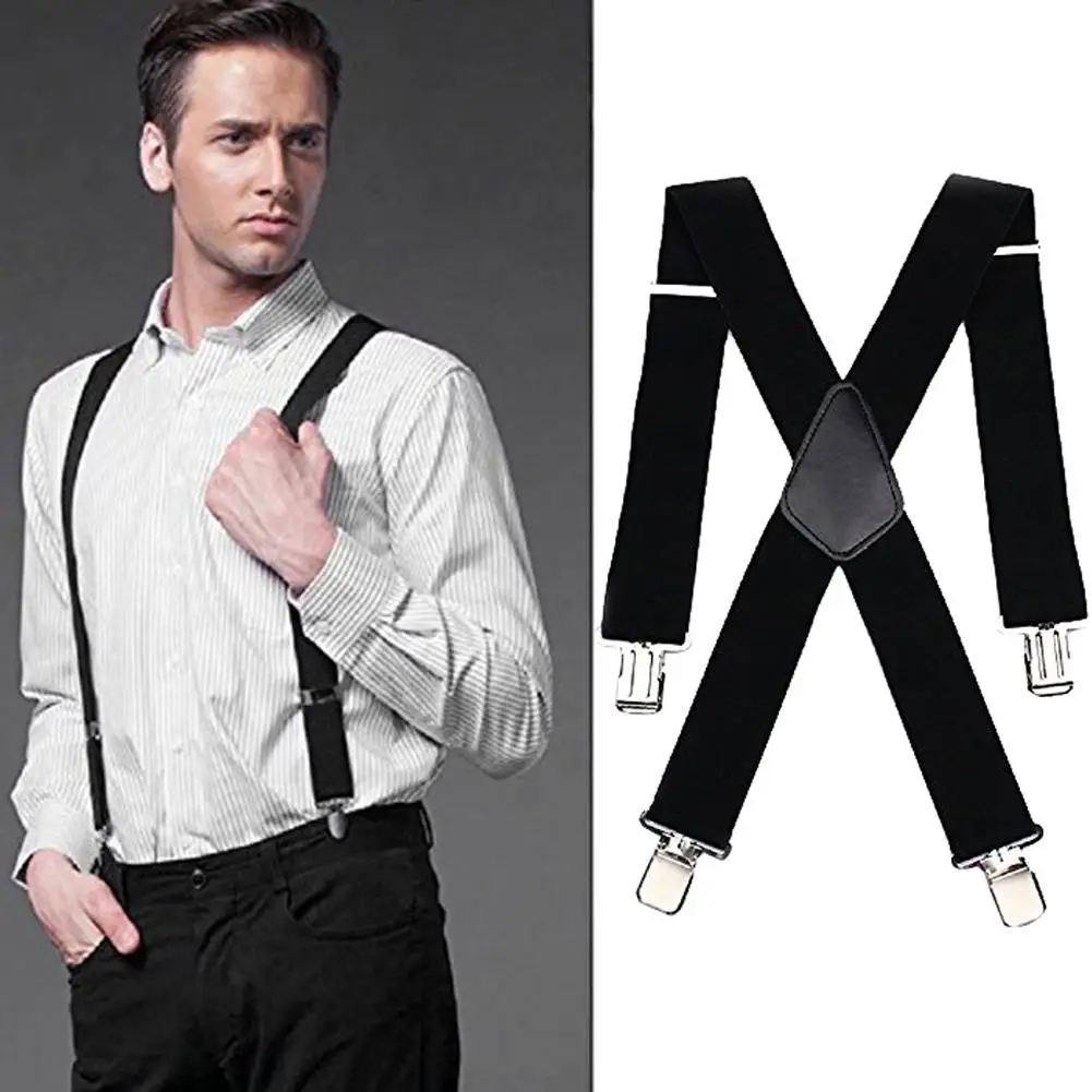 

50mm Wide Men X-back Suspender Elastic Adjustable Strong Clips Suspender Heavy Duty X Back Trousers Braces Men Pants Suspenders