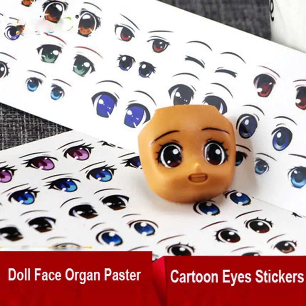 Multistyles Cute Cartoon Eyes Stickers Anime Figurine Doll Face Organ Paster Decals DIY Glass Eye Chips Paper Doll Accessories