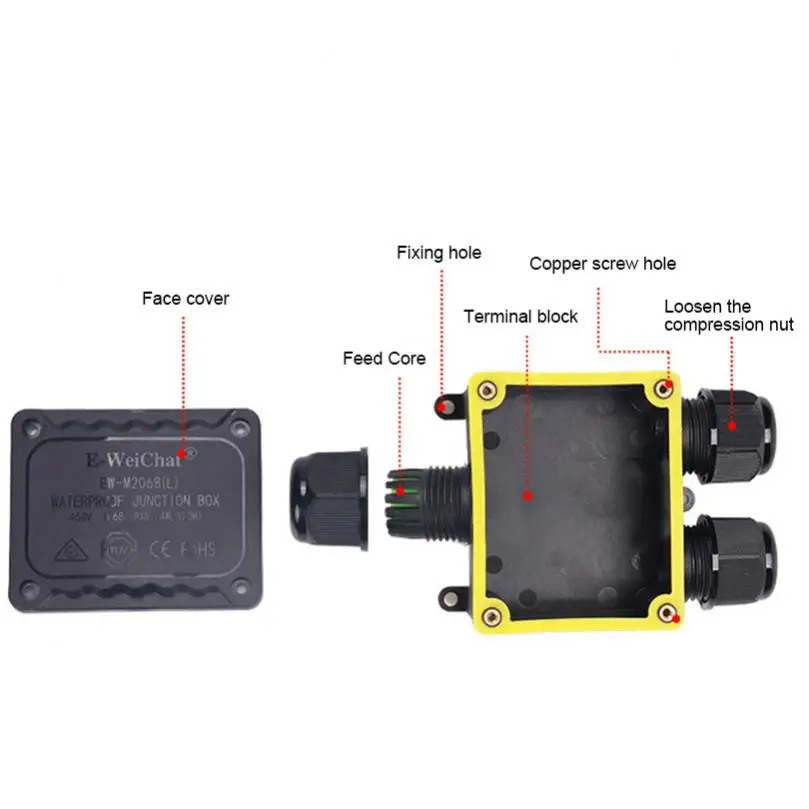 Imagem -04 - Caixa de Junção à Prova d Água Ip68 514 mm Vias Conectores de Cabo Elétrico Externo para Iluminação de Led Conector Selado