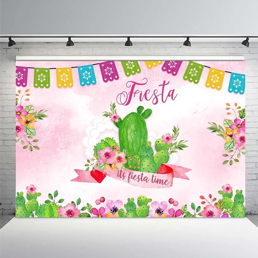 Fiesta Llama Backdrop Fun Birthday Backdrops Llama Party Cactus Below Mexican Theme Background for Baby Shower Party Decoration