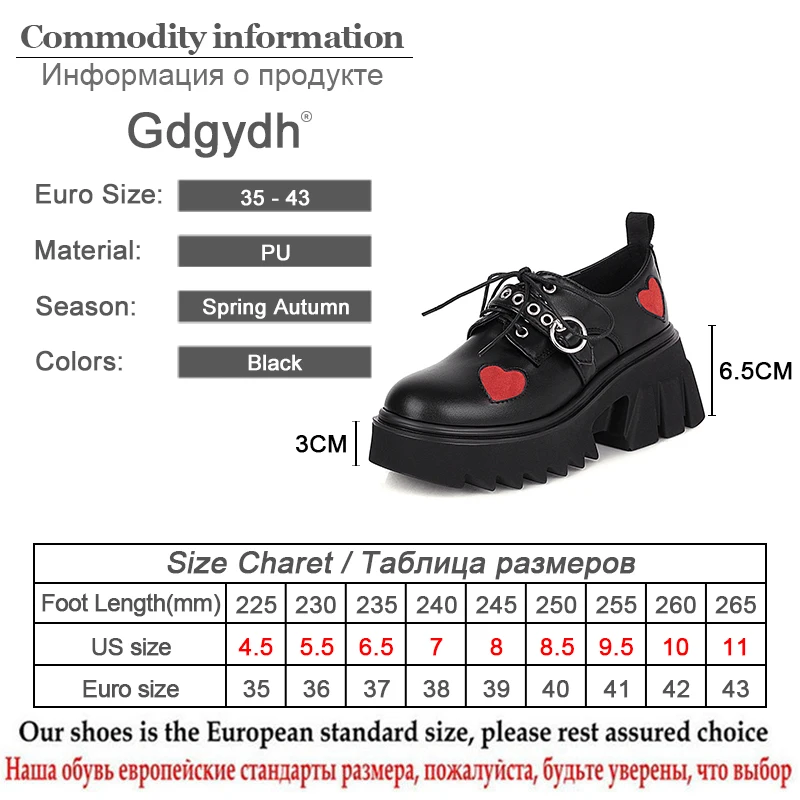 Gdgydh Luxury Brand Female Chunky High Heels Pumps Fashion Buckle Chain Punk Platform Shoes For Women Heart Cute Gothic Shoes