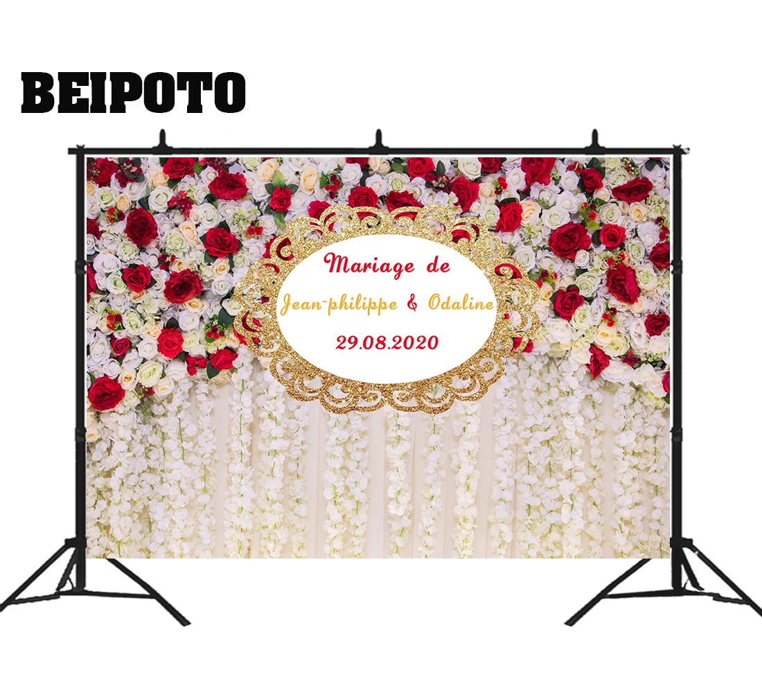 customize wedding flower backdrop photography background red rose bridal shower baby shower photo booth props candy table banner