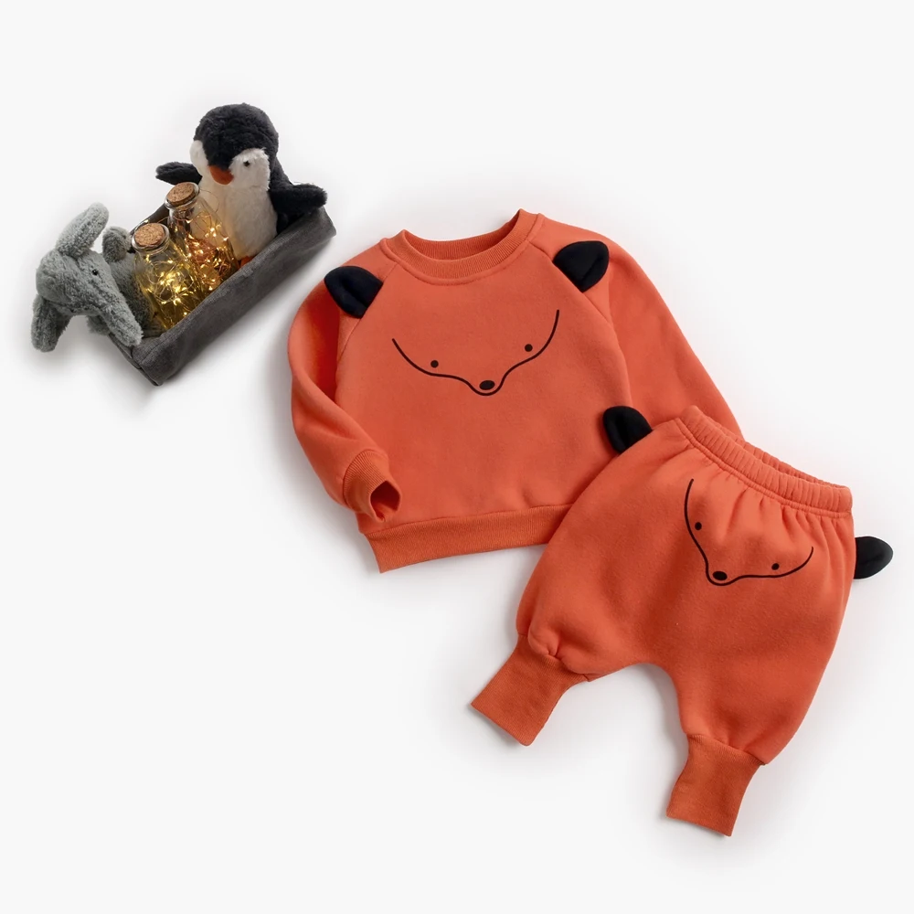 Sanlutoz Warm Cute Animal Winter Baby Clothing Sets Cotton Long Sleeve Tops + Long Pants 2pcs