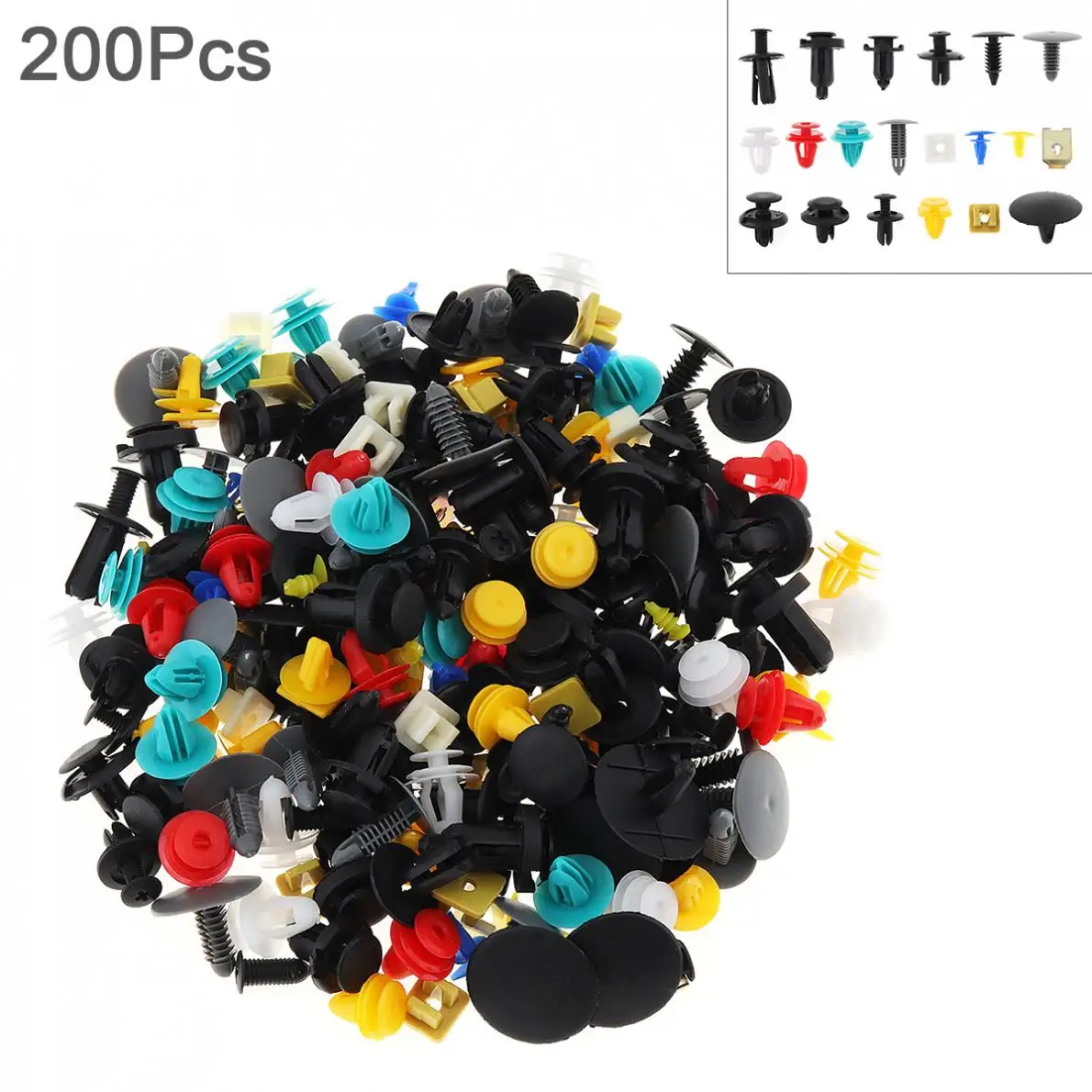 200pcs 20 Kinds Universal Plastic+ Metal Car Body Bumper  Push Pin Clip Rivets Fastener Expansion Screws Kit