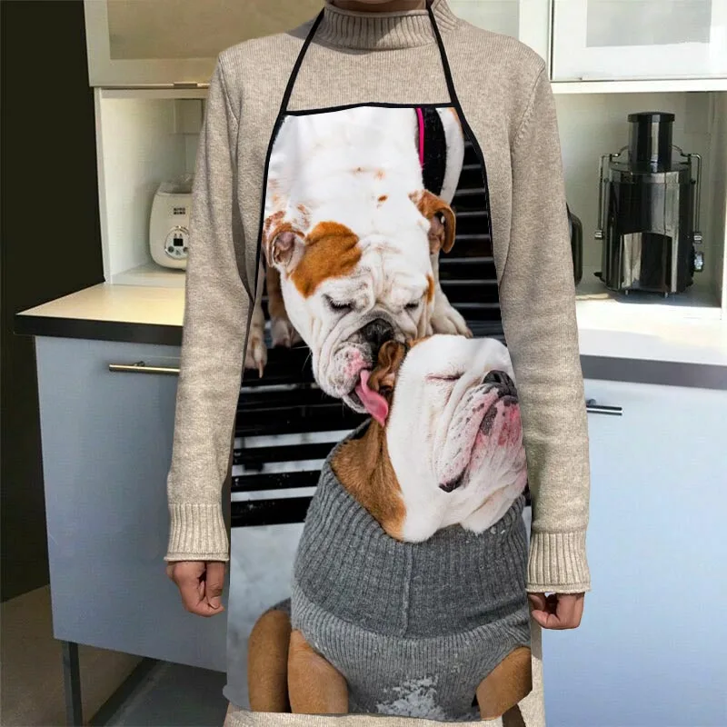 Bulldog Pattern Aprons Home Coffee Shop Cleaning Aprons Anti-Dirty Kitchen Accessories For Men Women 50x75cm,68x95cm Funy Gift