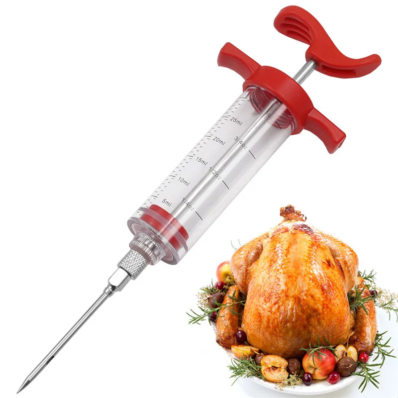 Food Grade PP Stainless Steel Flavoring Syringe Home Spice Meat Tools Turkey Beef Seasoning Syringes Cooking Accessories