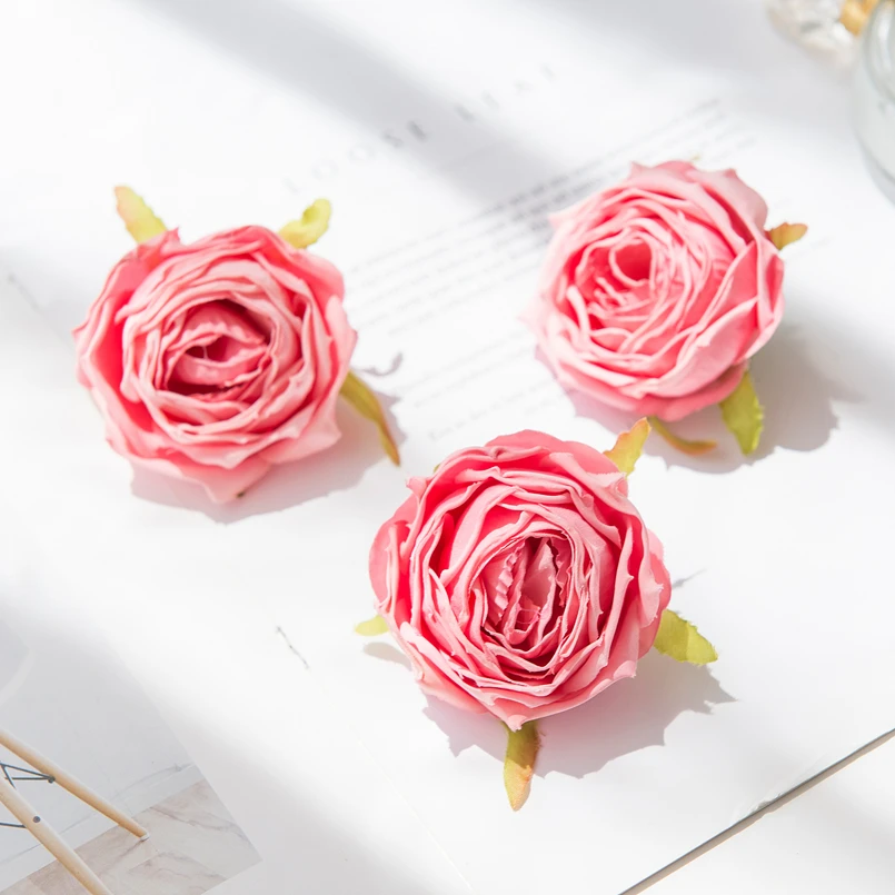5-teiliges künstliches Rosenkopf-Valentinstag-Dekor für Zuhause, Zimmer, Hochzeit, Kranz, Brautaccessoires, Ausverkauf, Girlandenmaterial, künstliche Blumen
