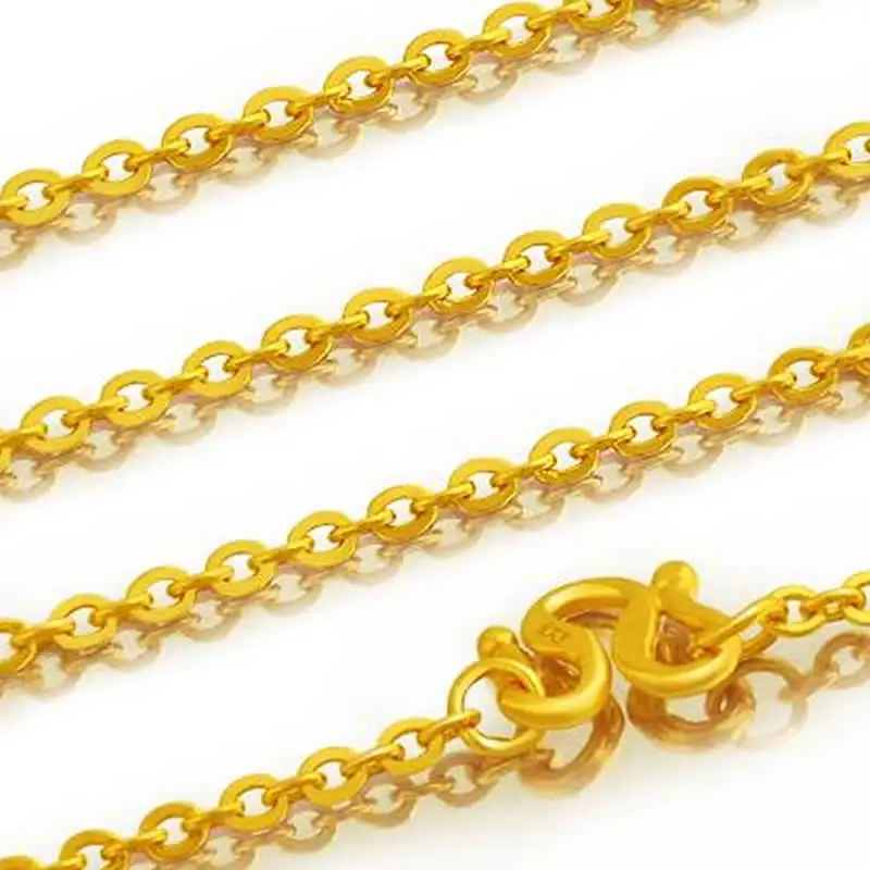 

Pure 24K Yellow Gold Necklace Women O Link Chain Necklace Fashion Chain