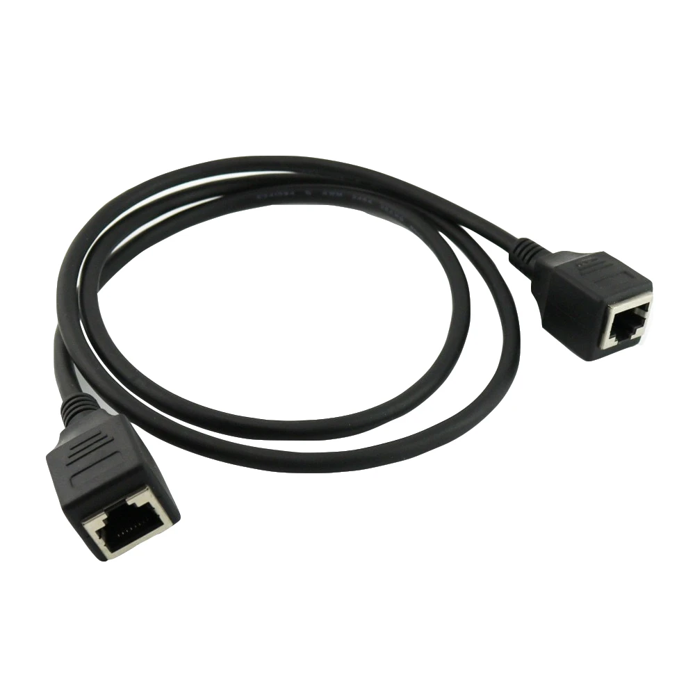 كابل محول إيثرنت RJ45 LAN 1m/3ft ، أنثى إلى RJ45 ، كابل تمديد أسود