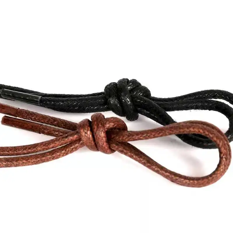 1Pair Waxed Cotton Round Shoe laces Leather Waterproof ShoeLaces Martin Boots Shoelace Sports Shoestring 60/80/100/120/140CM